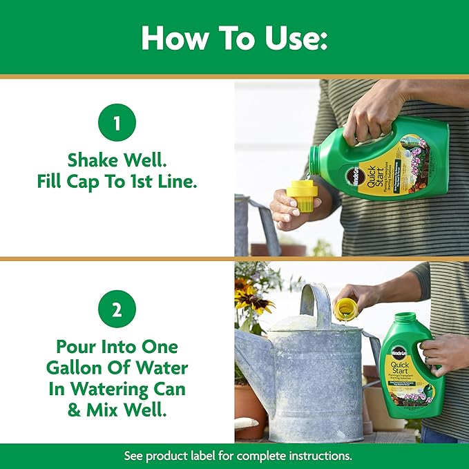 Miracle-Gro Quick Start Planting and Transplant Starting Solution, For Flower and Vegetable Plants, Concentrate Mix with Water, 48 oz.