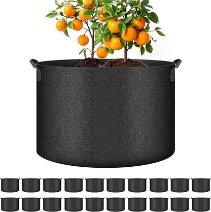 Simple Deluxe 10 Gallon 20 Pack Grow Bags with Handles, Vegetable/Flower/Plant Nonwoven Aeration Fabric Plant Pots Gardening Planter for Potato, Tomato and Fruits, Black