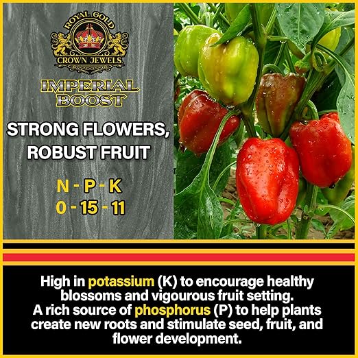 Royal Gold Crown Jewels Organic Imperial Boost 0-15-11 Dry Soluble Fertilizer, 5 lbs - for Excellent Fruit and Flower Production, Encourages Late Season Blossoms