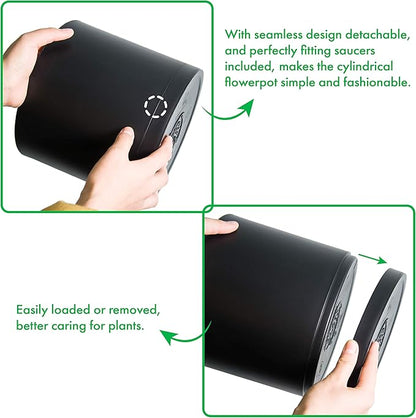 D'vine Dev 10 Pack Plastic Plant Pots for Plants, 6.5/6/5.5/5/4.5/4/3.5/3/2.5/2 Inch Indoor Planters Cylindrical Succulent Pot with Drainage Hole and Saucer, Black, 74-S-B