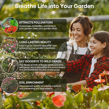 Wildflower Seeds Bulk, 1/4 lb, 100,000+ Seeds, 26 Variety Mix with Zinnia, Milkweek Seed, Attracts Pollinators, Plant in Spring or Fall, Zones 3, 4, 5, 6, 7, 8, 9, 10