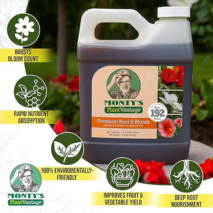 PlantVantage Root & Bloom Liquid Fertilizer - Concentrated Liquid Plant Fertilizer for Strong Roots & Bigger Blooms, Plant Food for Trees, Flowers & Vegetables, Soil or Foliar Application, 16 oz