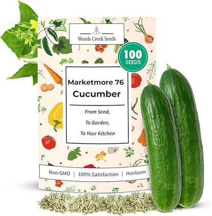 Marketmore 76 Cucumber Seeds – Heirloom Non-GMO Slicing Cucumbers, Disease-Resistant Garden Variety | Woods Creek Seeds
