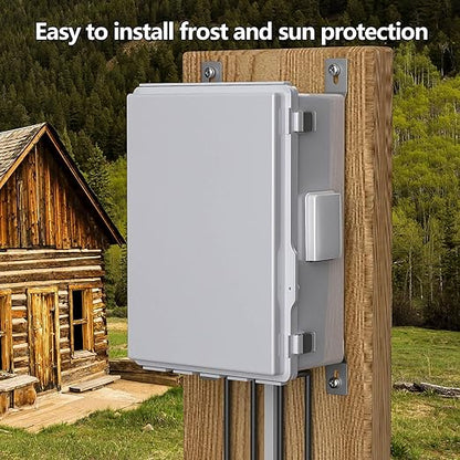 Electrical Junction Box, Ventilated Design, Cable Grommets, Indoor/Outdoor Use with Mounting Panel & Hinged Cover. Waterproof IP 65. (Grey Cover, 13.8"x9.7"x5.9")