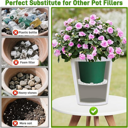 6-Pack 10/11/13-Inch Round Planter Insert, Planter Inserts for large Pots with Drainage Holes, Use Less Potting Soil, Plant Risers for Inside Pots for Tall or Short Planters for Indoor & Outdoor Use