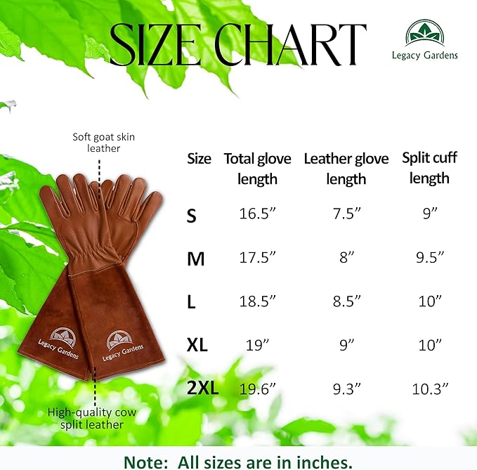 Leather Gardening Gloves for Women & Men, Long Garden Gloves, Cowhide Gauntlet Rose Pruning Thorn Resistant, Forearm Protection, Medium, Brown