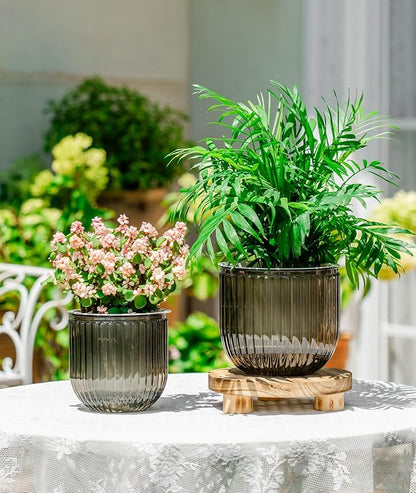 Melphoe Self Watering Pots for Indoor Plants Planter, 6.5/5.3 Inch 2 Pack Planters Self Watering Plant Pots for Flower, Houseplants, Succulent, African Violets and Cactus with Drainage