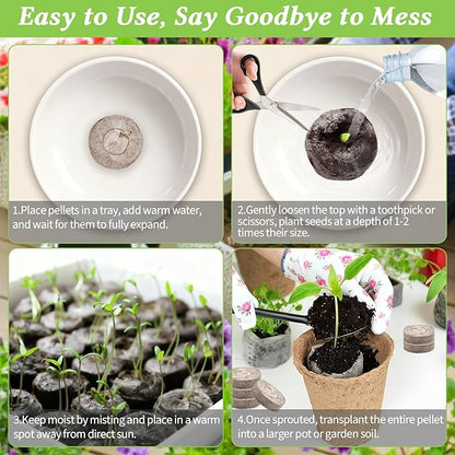 Legigo 50 PCS 30mm Peat Pellets Seed Starter Soil, Compressed Seed Starting Pods Plant Starter Soil Pods Plugs for Seedlings, Peat Pods for Starting Seeds, Herbs Tomatoes Flowers and Vegetables