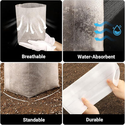 Nursing Growing Pouch, 100pcs 11 x 11.8 in Plant Non-Woven Nursery Bags Large, Fabric Seedling Plant Grow Bags, Seed Starting Planting Growing for Home Garden Supply