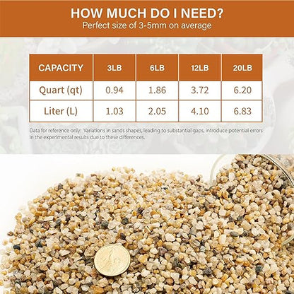NUPICK 3-5mm Coarse Sand for Plants, 20lb Horticultural Grit for Succulents, Desert Silica Sand for Cactus, Decorative Gravel for Landscaping, Gold Grit for Aquariums, Bonsai, Vases Fillers