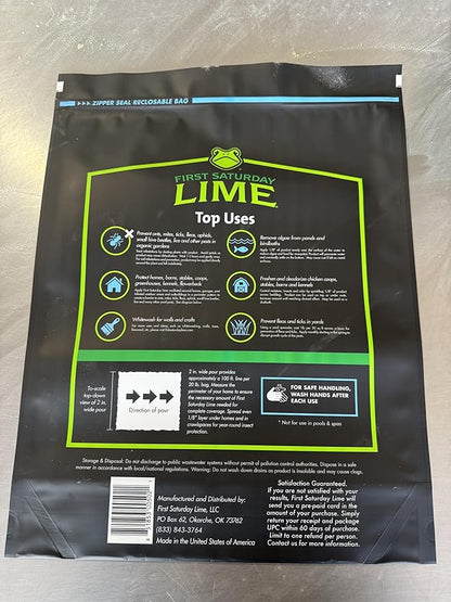 First Saturday Lime Insect Deterrent-20LB Bag| Monthly Insect Shield| Multi-Purpose Insect Control for Outdoors| Prevents Ants & Other Insects