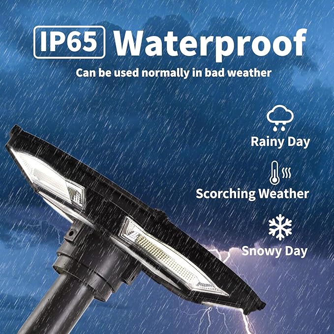 4000W Outdoor Street Light Head, Solar Powered, IP65 Waterproof, 350000LM 750 LEDs, Dusk to Dawn, Timer, Landscape Path Lamps, Post lamp with Remote for Lawn Pathway Driveway Yard