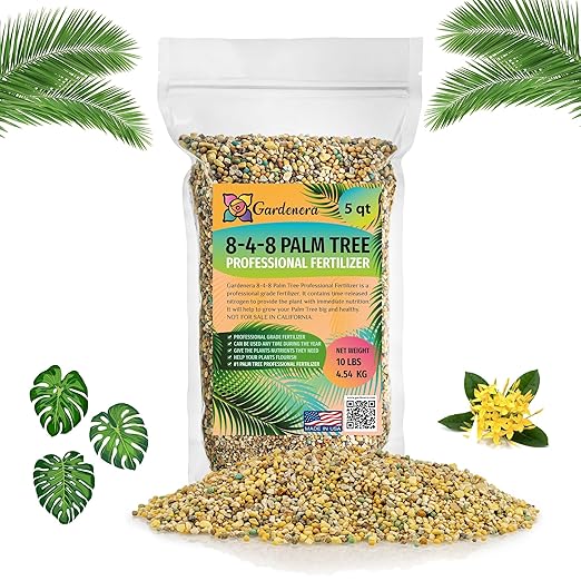 Premium 8-4-8 Professional Palm Tree Fertilizer Plant Food |Indoor Potted Plants and Outdoor Landscape Palm Trees | Quick-Release Nitrogen Fertilizer and Continuous Feeding (5 Quart)
