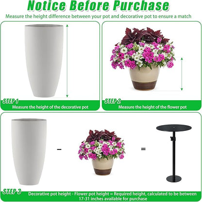 Adjustable Plant Risers for Inside Pots, 17-31" Rise Planter Insert Filler for Large Pots, Plant Lift Inserts Pot Risers for Indoor Outdoor Tall Taper Planter Container (6" 8" 10" Base Top, Set of 2)