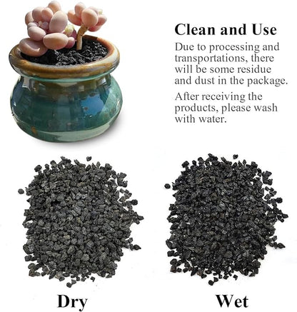 2 lbs Small Black Lava Rocks for Plants,1/4 Inch Crush Volcanic Rock Pumice Soil Additive for Succulent Aquarium Cactus Bonsai Fire Pits and Garden Landscaping