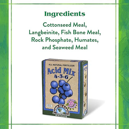 Down To Earth All Natural Fertilizers Organic Acid Mix - Plant Food for Blueberries, Raspberries, Azaleas and Rhododendrons 4-3-6, 5 lb