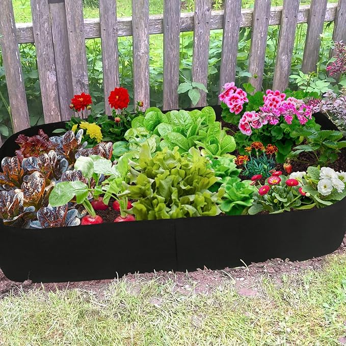 Firlar Fabric Raised Garden Bed, Fabric Raised Planting Bed Grow Bag, Fabric Pots Planting Pots for Herb Plants Flowers Vegetables, Black (35.4x70.8 Inch)