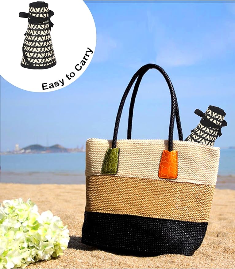 Womens Beach Straw Sun Hats Ponytail Hole Wide Brim Summer Visor Foldable Hat Sun Protection Packable for Travel Pool