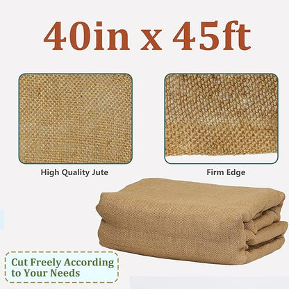 Sunnyglade 40in x 45ft Gardening Burlap Fabric, Winter Frost Natrual Burlap Plant Covers Freeze Protection, Shrub Potted Plants Cold Resistant Blankets, Suitable for Party Home Decorations (40in*45FT)
