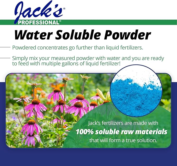 Jack's Professional 25-5-15 High Performance Water-Soluble Fertilizer with Micronutrients for Heavy Feeding Plants in Continuous Liquid Feed Programs, 25lbs