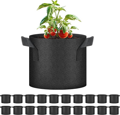 YSSOA 20-Pack 3 Gallon Grow Bags, Aeration Nonwoven Fabric Plant Pots with Handles, Heavy Duty Gardening Planter for Potato, Tomato, Vegetable and Fruits, Black