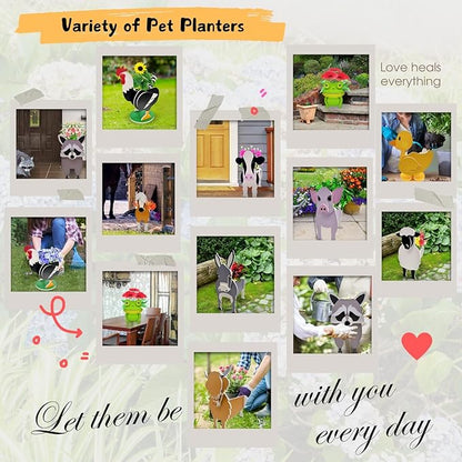 Milk Cow Planter Plant Pots,Animal Flower Pot for Indoor/Outdoor,Small Cute PVC Animal Face Shape Plant Container Best for Home Office Garden Decoration Mom Gift Ideas