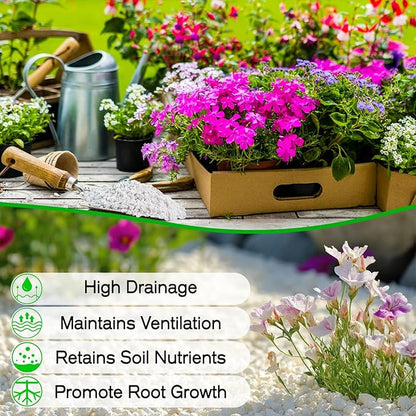 Perlite,Premium Oraganic Perlite Soil Amendment for Plant,Porous Volcanic Rock, Aeration & Drainage Enhancer, Ideal for Succulents, Flower Plants, Hydroponics-1 QT