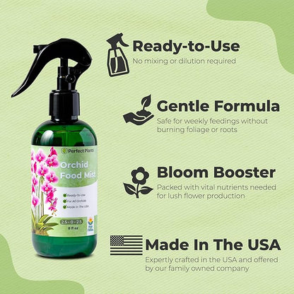 Orchid Fertilizer Mist by Perfect Plants | Foliar Food Spray & Bloom Booster for Indoor Orchids | Plant nutrients for Repeat Blooming (8 fl oz)