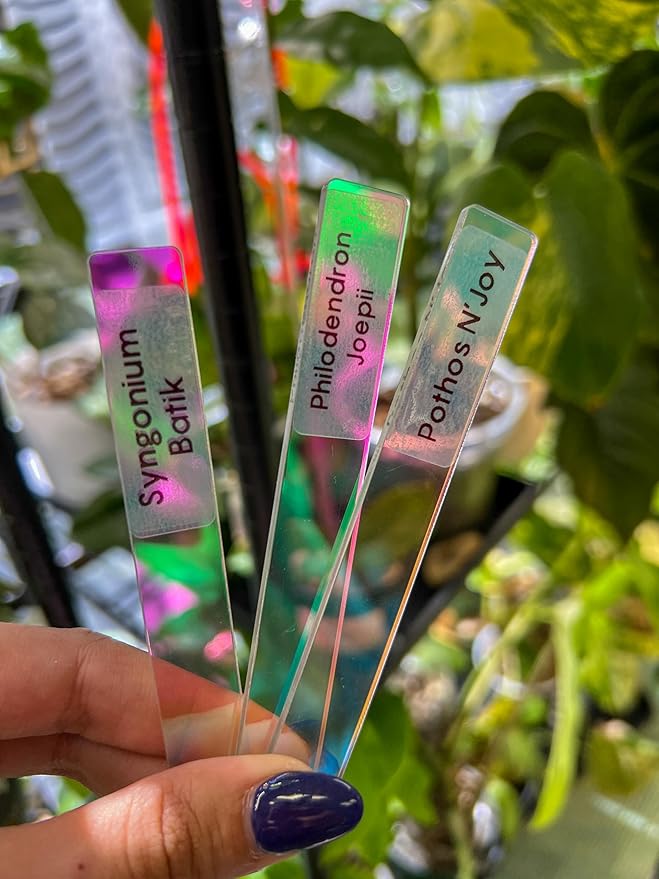 Iridescent Acrylic Plant Tags – Waterproof, Reusable Garden Markers for Houseplants, Herbs Outdoor Plants – Durable & Stylish Plant Labels for Indoor & Outdoor Use (Set of 25) by Propagation Diaries™