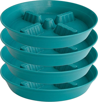 4 Pack Plant Saucer 10 inch, 8 12 14 17 inch, Plant Stand Plastic Plant Saucers for Indoors Outdoor, Heavy Duty Flower Plant Risers for Inside Pots, Pot Saucers for Plants, Grow Bags Saucers