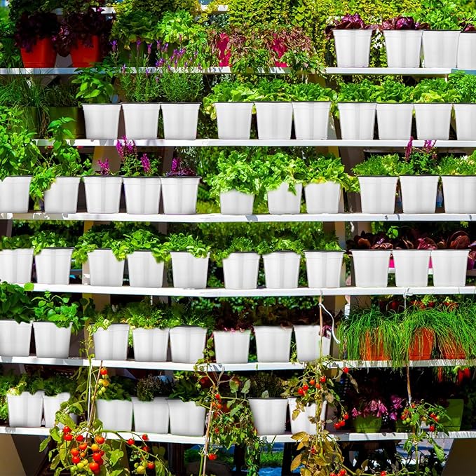 Havawish 150 Pcs 4 Inch Plastic Nursery Pots Seedling Starting Pots with Drainage Holes Thicken Flower Planters Seed Starting Indoor Outdoor for Seedling Cutting Transplanting (White)