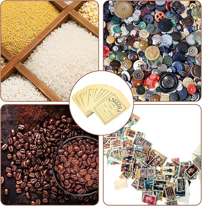 100Pcs Seed Envelopes, Seed Envelope Resealable Brown Paper Self Adhesive Sealing Seeds Saving Envelopes for Storage Vegetable Flower Seeds, 3.1x4.7 Inch
