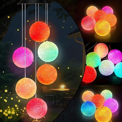Solar Wind Chime for Outside,2PK Hanging Wind Chimes for Outside,Solar Powered Color Changing Crystal Ball WindChimes,Patio Yard Outdoor Garden Porch Decor,Unique Ourdoor Gifts for Mom Grandma