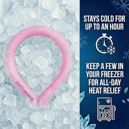 Set of 3 - Neck Cooling Tube for Heat Relief | Reusable Cooling Neck Ring | Wearable ice Pack for hot Weather | Ice wrap for Sports and Hiking | Personal Cooler for Temperature Regulation (Pink)