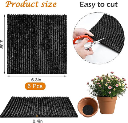 6Pcs Pot Mesh Drainage Discs Double Layer Plant Pot Hole Insert Pads Cutable Bonsai Pot Bottom Grid Mat Mesh Reusable for Indoor Outdoor Potted Plant Prevent Soil Loss Keep Roots Healthy 6.3inch