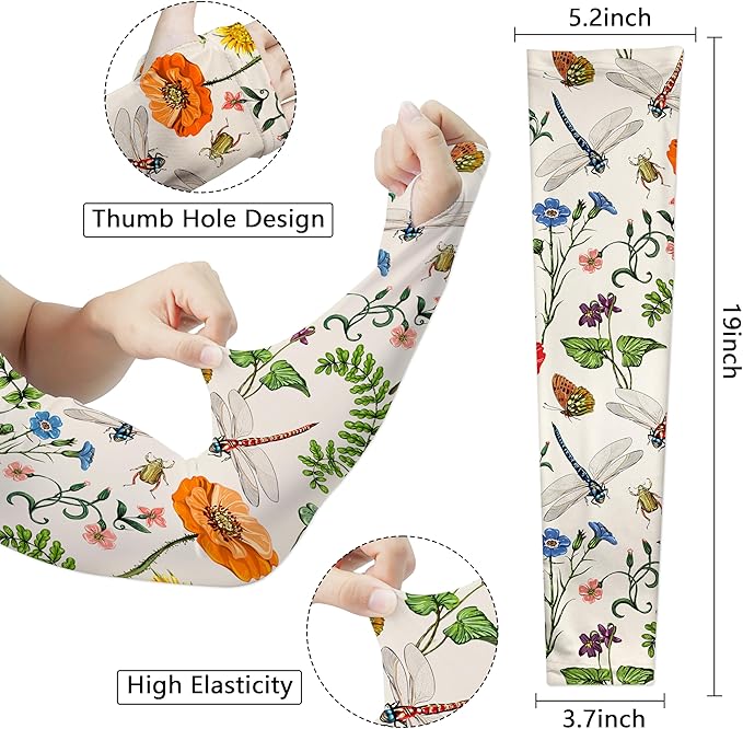 Garden Sleeves for Women Boho Gardening Sleeves with Thumb Holes UV Sun Protection Arm Sleeves for Women