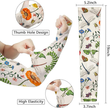 Garden Sleeves for Women Boho Gardening Sleeves with Thumb Holes UV Sun Protection Arm Sleeves for Women