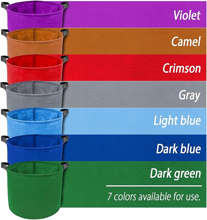 7 Pack 7 Gallon Plant Grow Bags - Mixed 7 Colors with Reinforced Handles & Aeration Design, Ideal for Tomato, Flowers & Fruits