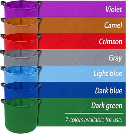 7 Pack 5 Gallon Plant Grow Bags - Mixed 7 Colors with Reinforced Handles & Aeration Design, Ideal for Tomato, Flowers & Fruits