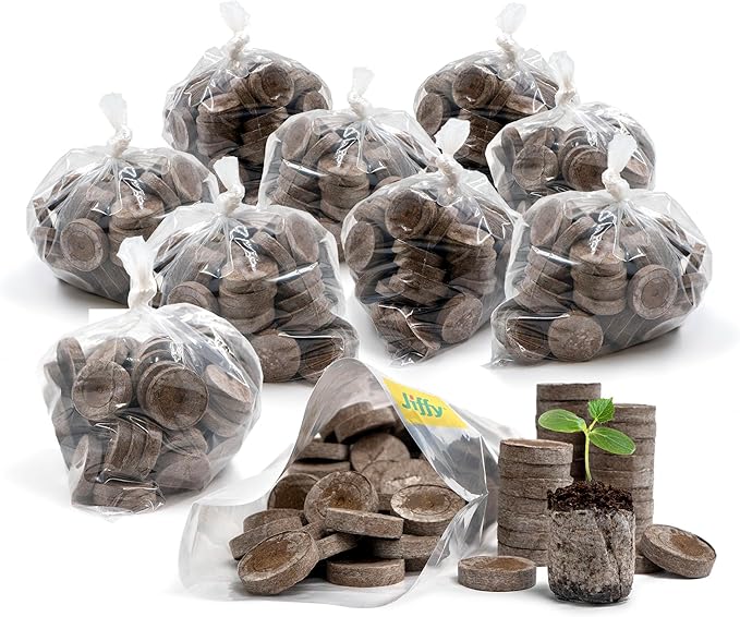 Jiffy Peat Soil Pellets Seed Starter Plugs - Indoor Seedling Planter - 1000 Count - Peat
