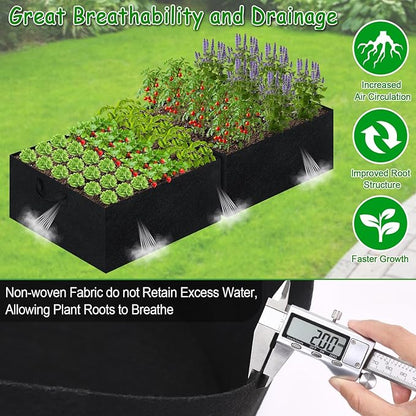 Rectangle Fabric Galvanized Raised Garden Bed Liner, 2Ps 4x4x1Ft Outdoor Garden Planting Bags for 8x4x1 Rectangle Metal Garden Bed, Large capacity for growing vegetables, flowers, herbs and succulents
