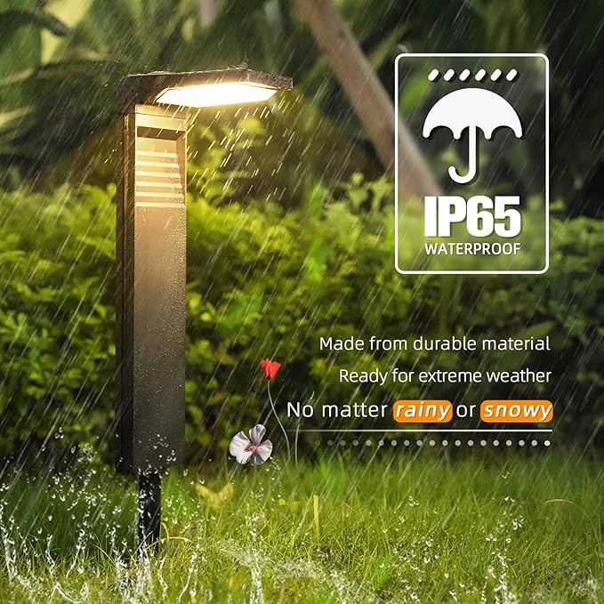 Solar Pathway Lights 6Pack with Warm White and Cool White Mode, Modern Solar Path Lights Outdoor Waterproof, Perfect Solar Lights for Backyard, Lawn, Driveway, Walkway, Garden Decorative.