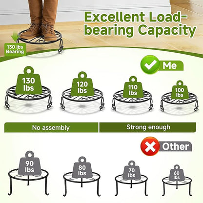 8" 9" 10" 11" 4-Pack Wrought Iron Plant Stands for Outdoor & Indoor Use, Heavy Duty Rustproof Metal Pot Stand Holder, Single Short Round Black Base for Patio Garden Porch Plants Flower Pots Planter Riser