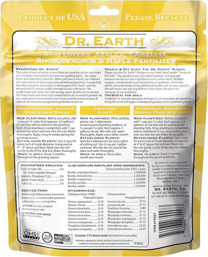 Dr. Earth Organic & Natural MINI Acid Lover Azalea, Camellia, Rhododendron & Maple Fertilizer ( 1 lbs )