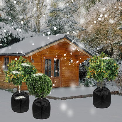 4 Pack Plant Winter Protection Pot with Drawstring and Zipper,17.7" x19.7"Plant Pot Covers,Flower Pot Protection Bag,Plant Covers Freeze Protection for Outdoor Winter Garden Fruit Trees Potted Shrubs