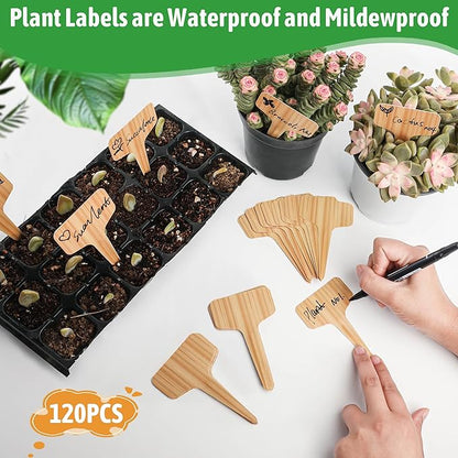 Plant Labels Tags Markers 120pcs Plastic Garden Tags & Stakes with Permanet Marking Pen for Plants Waterproof Seed Labels for Outdoor Garden Accessories
