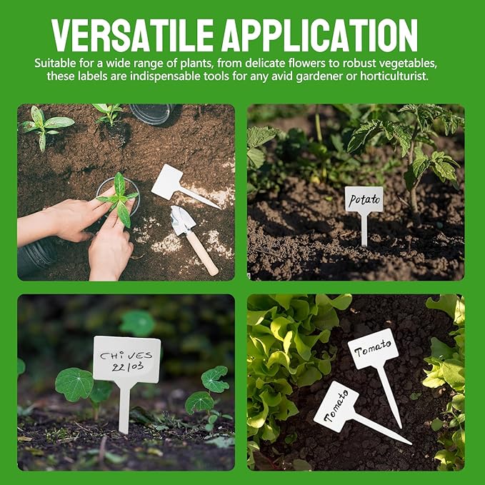 20pcs White Plastic T-Shape Plant Labels, 6inch - Perfect for Outdoor, Indoor & Greenhouse Plants