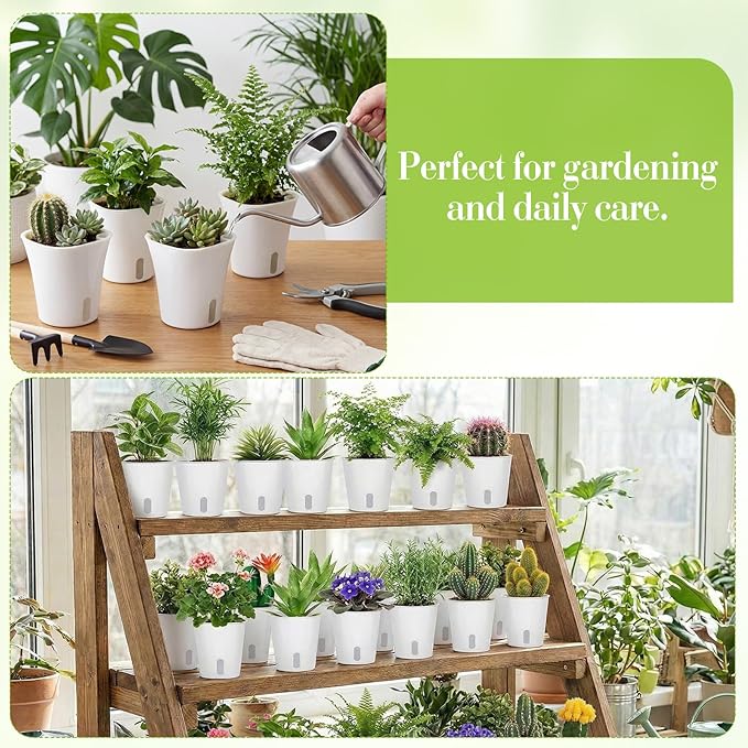 100 Pcs Self Watering Pots Self Watering Planters for Indoor Planters Plastic Garden Flower Pots with Level Indicator Vents for Herbs (3 Inch)
