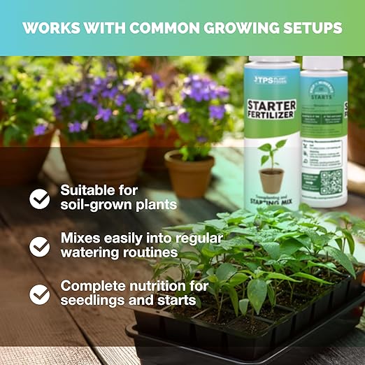 Starter Fertilizer – Liquid Plant Food for Seedlings, Starts & Transplants, Supports Strong Roots & Healthy Growth, 8 oz
