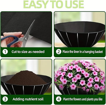 12x120 Inch Non Woven Flower Pot Liner Roll, Felt Planter Liner Roll, Fabric Planter Liners Rolls, Coco Liners Alternative Basket Planters lining for Planters Hanging Basket Window Box (12x120 Inch)